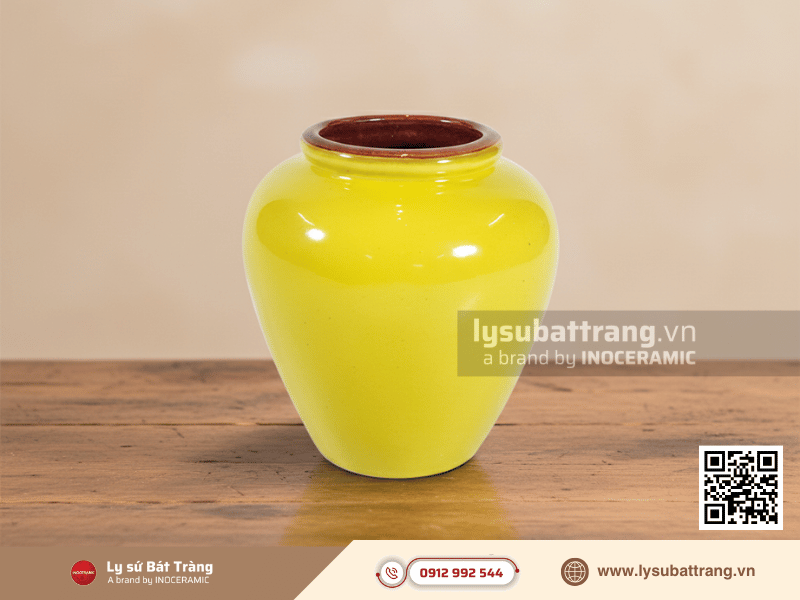 Lu bia bầu 400ml men màu kiểu dáng chắc tay, dùng thưởng thức bia tươi