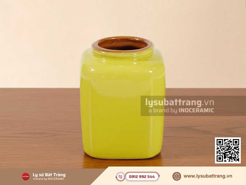 Lu bia vuông 400ml men màu cầm chắc tay, dùng thưởng thức bia tươi