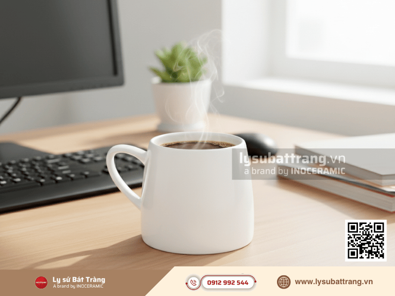 Ly Melano sứ 230ml màu trắng kiểu dáng thanh lịch, dùng cho gia đình và quán cà phê