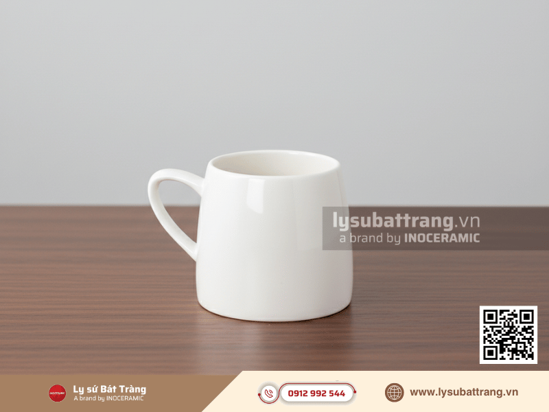 Ly Melano sứ 230ml màu trắng men sứ cao cấp, thiết kế hiện đại tinh tế