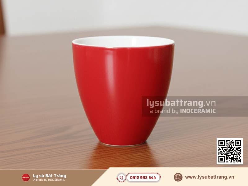 Ly bầu sứ 450ml men màu, dáng bo tròn không quai cầm gọn tay