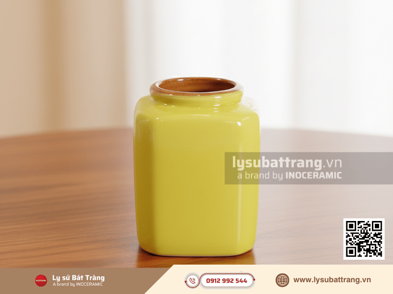 Ly bia sứ men màu 400ml kiểu vuông, phù hợp quán bia và nhà hàng