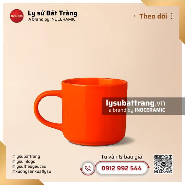 Ly lùn quai C 310ml – Men màu – Hình 6