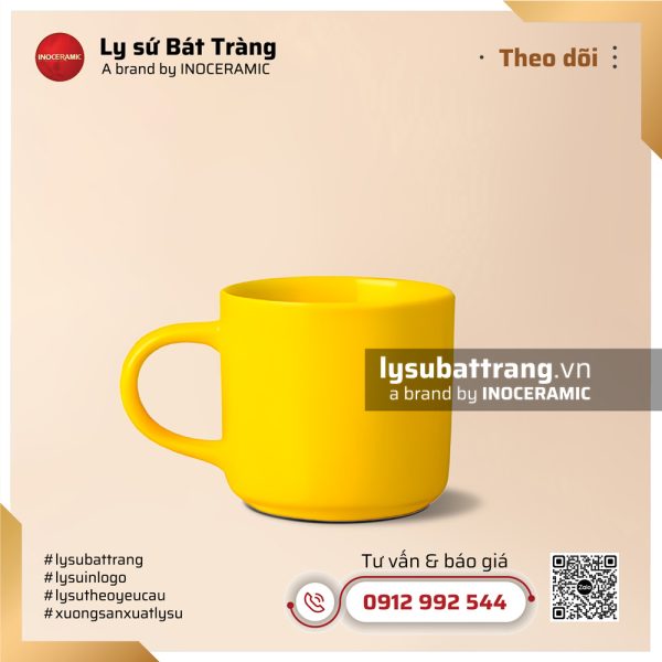 Ly lùn quai C 310ml – Men màu – Hình 4