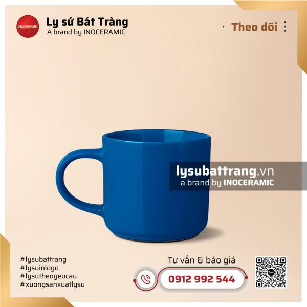 Ly lùn quai C 310ml – Men màu – Hình 7