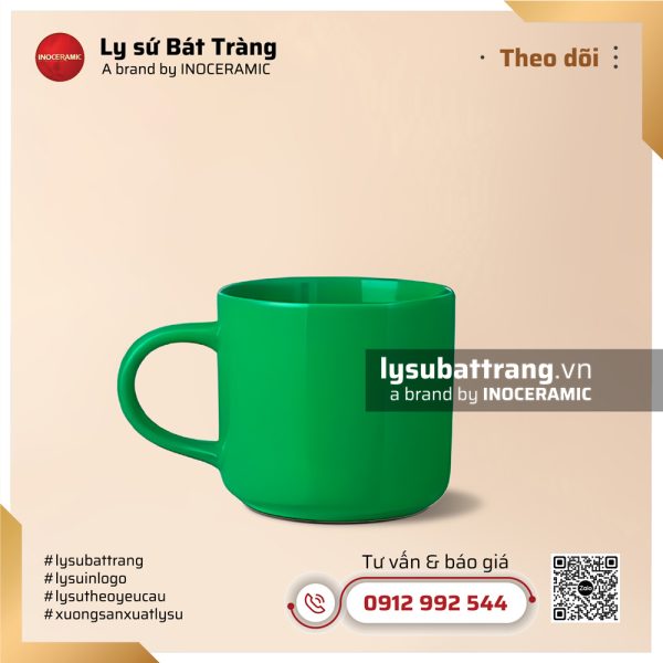 Ly lùn quai C 310ml – Men màu – Hình 3