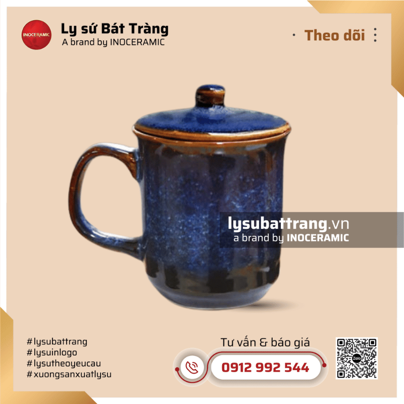 Ly miệng loe có nắp 270ml - Men hỏa biến