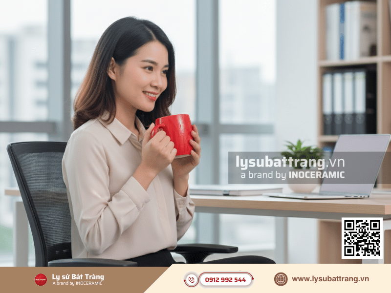 Ly sứ Bát Tràng trứng đại 500ml men màu phù hợp làm quà tặng