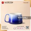 Ly sứ hiện đại quai vuông màu loang - Men màu xanh dương
