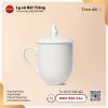 Ly sứ quai tim nắp ngọn lửa 350ml - Màu trắng