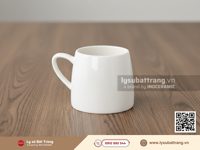 Ly sứ trắng 230ml dáng Melano nhỏ gọn, phù hợp uống cà phê và trà nóng