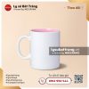 Ly sứ trụ quai C lòng màu 350ml - Men màu hồng