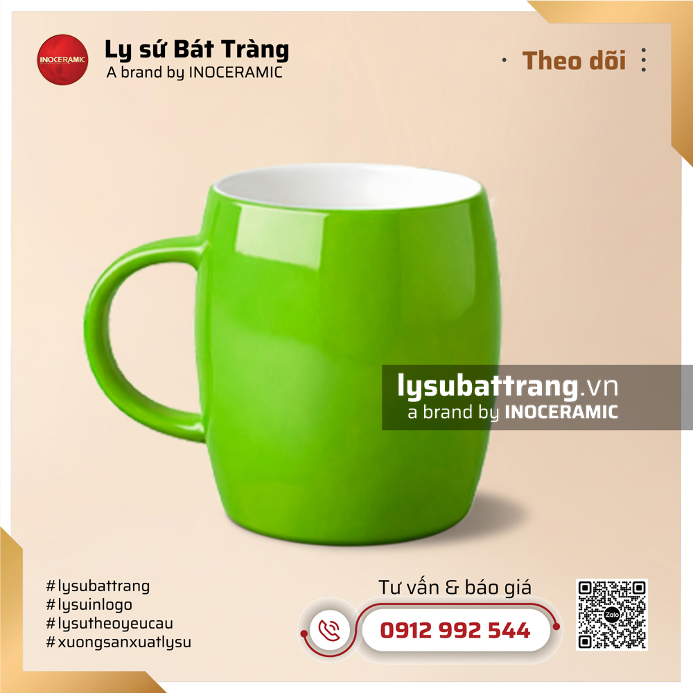 Ly sứ trứng đại 500ml – Men màu – Hình 3