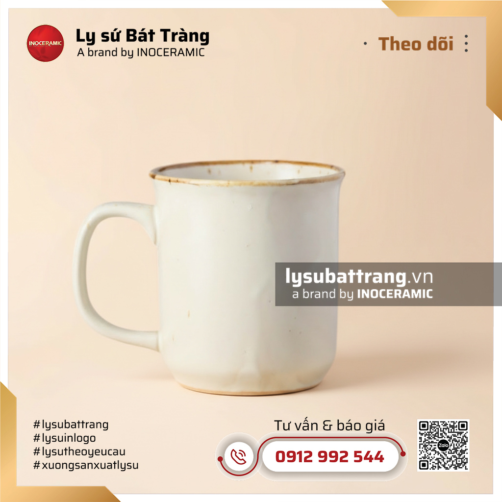 Ly sứ Sương Mộc quai C 250ml – Men hỏa biến