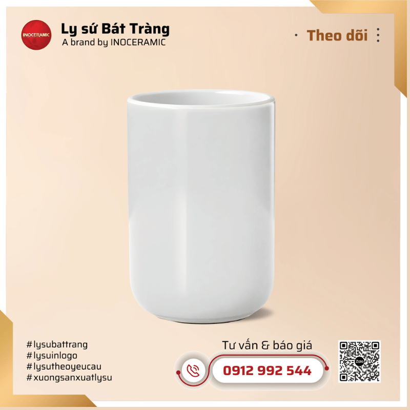 Ly trụ trơn 340ml - Màu trắng