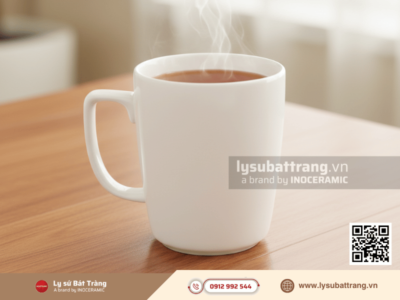 Ly vuông 360ml sứ trắng trơn, kiểu dáng tối giản cho gia đình và quán cà phê