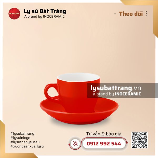 Bộ ly tách cà phê Espresso 70ml – Men màu – Hình 5