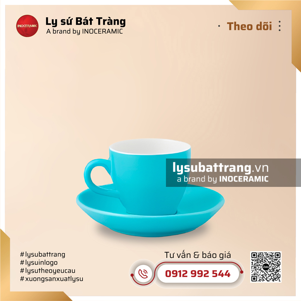 Bộ ly tách cà phê Espresso 70ml – Men màu – Hình 3