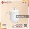 Ly sứ quai tim men trắng nắp ngọn lửa 350ml - Kẻ vàng