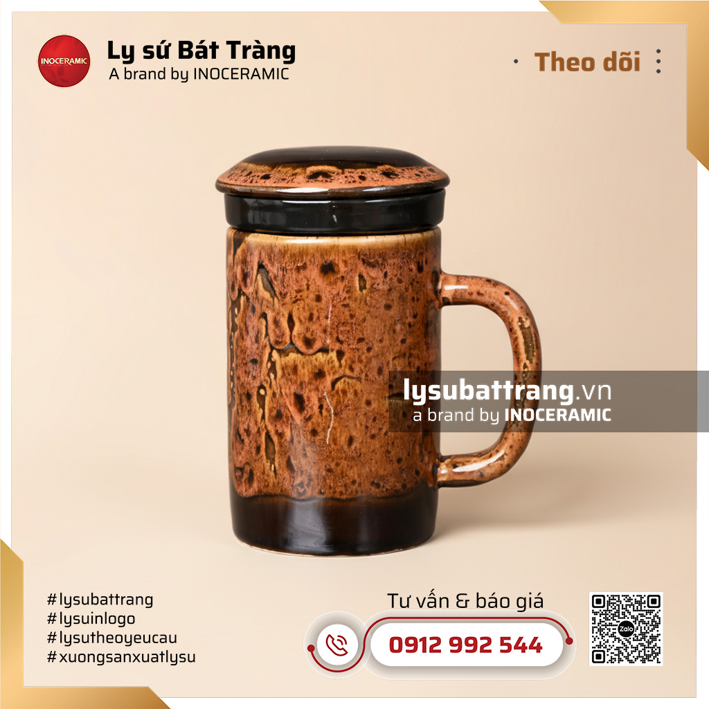 Ca lọc trà men hỏa biến Hổ Phách
