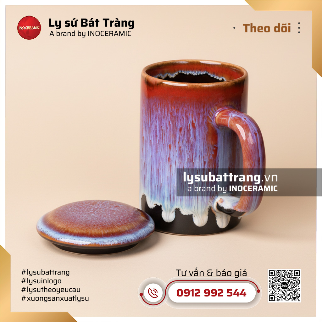 Ca lọc trà Lam Hồng – Men hỏa biến – Hình 2