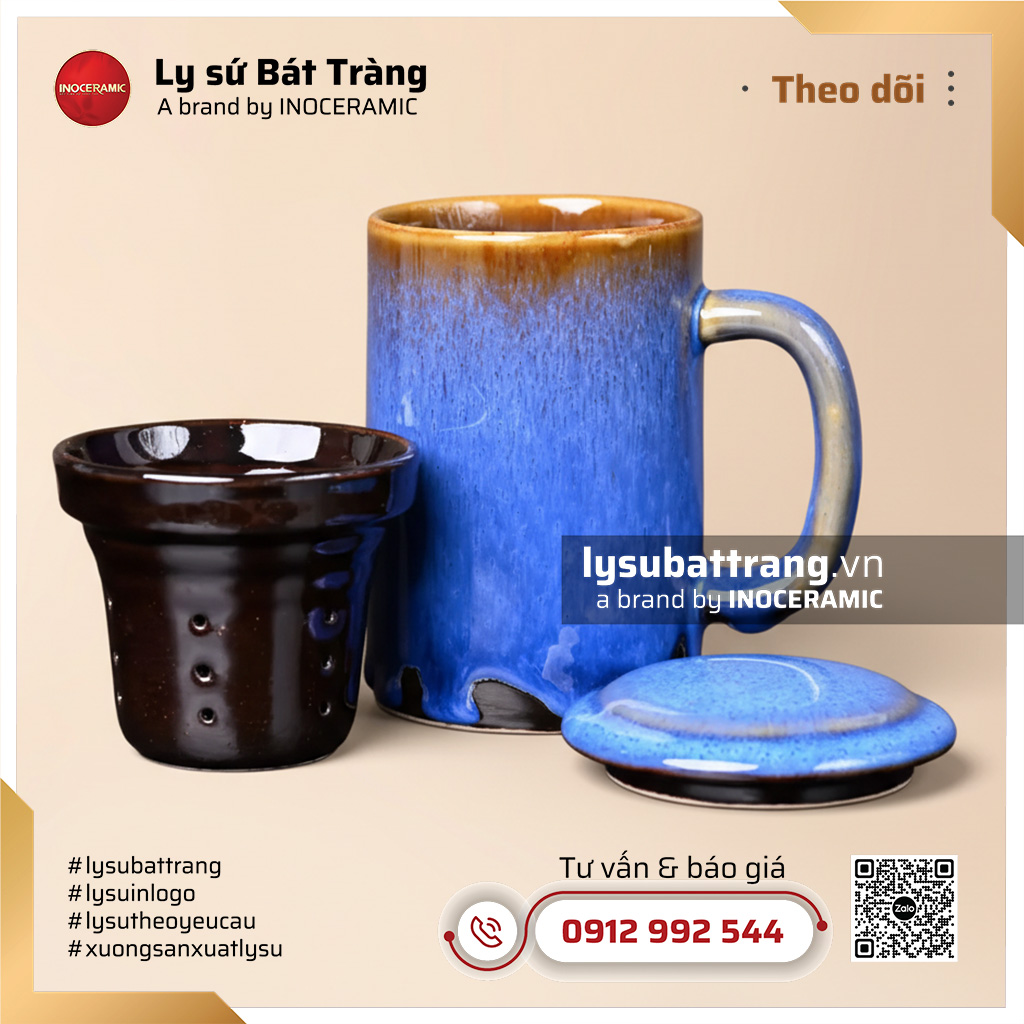 Ca lọc trà men hỏa biến Lam Thổ