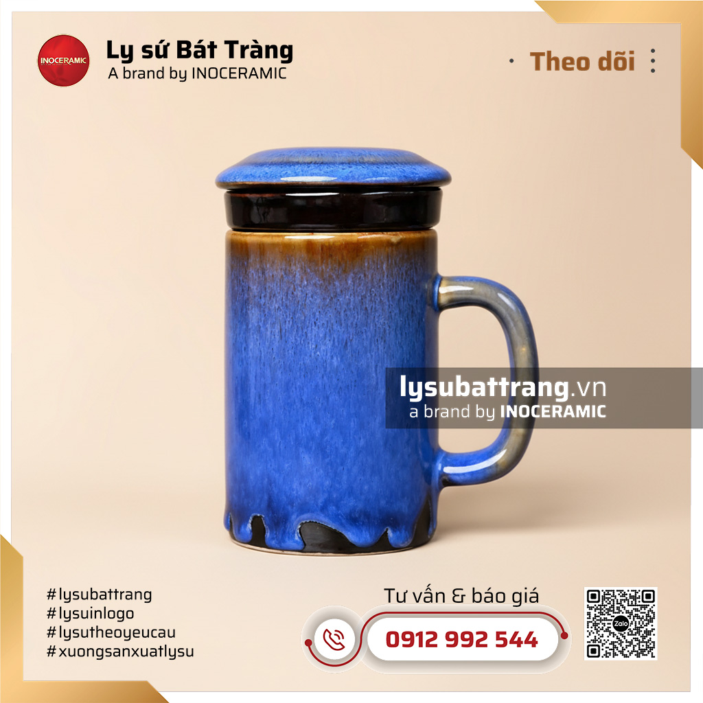 Ca lọc trà men hỏa biến Lam Thổ