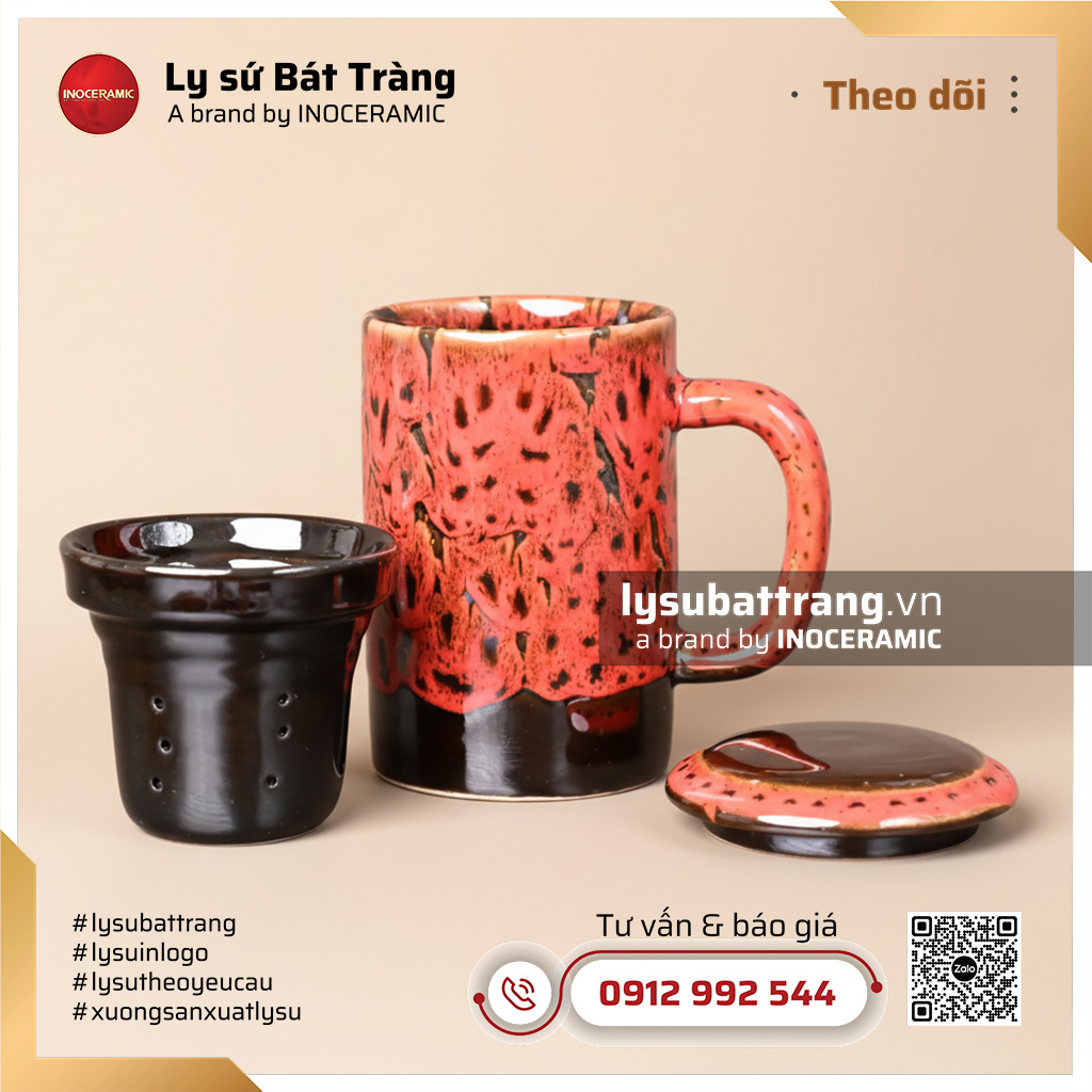 Cốc lọc trà men hỏa biến Nham Thạch