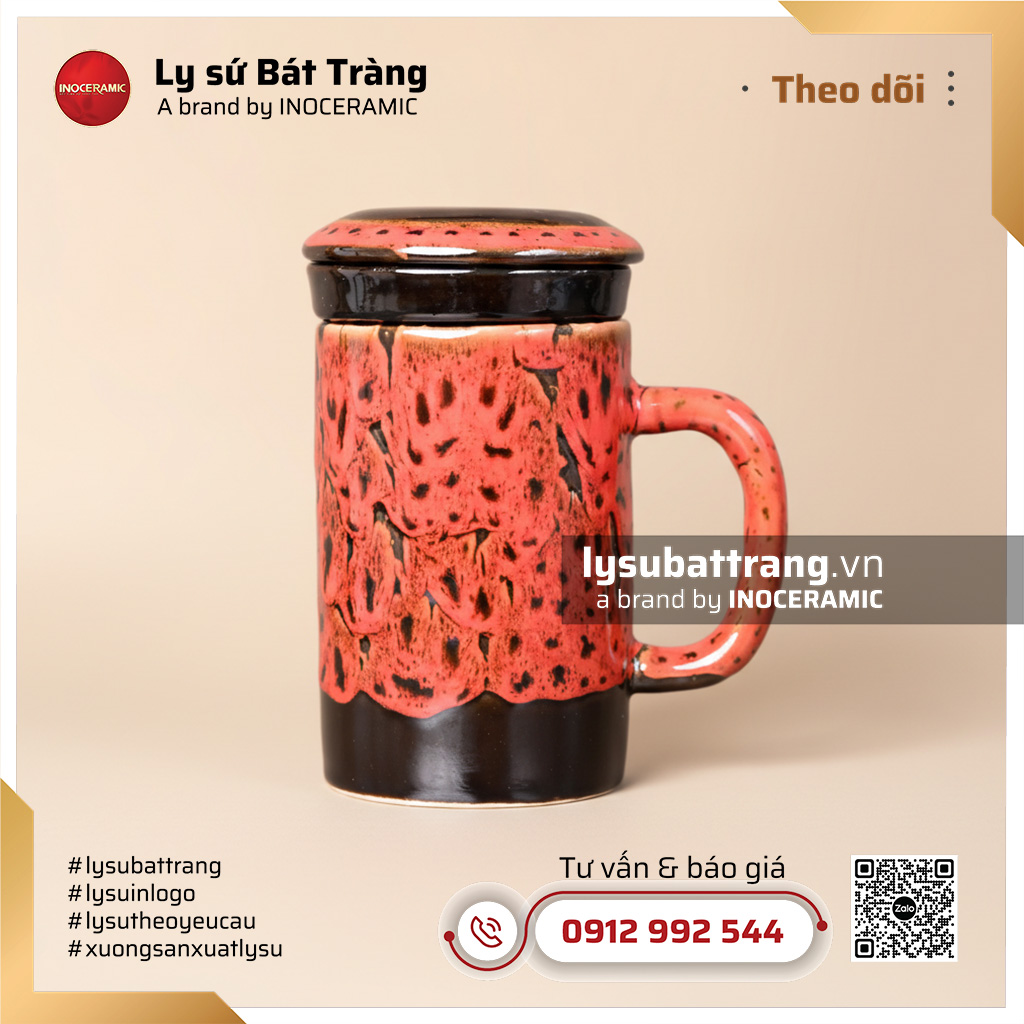 Cốc lọc trà men hỏa biến Nham Thạch