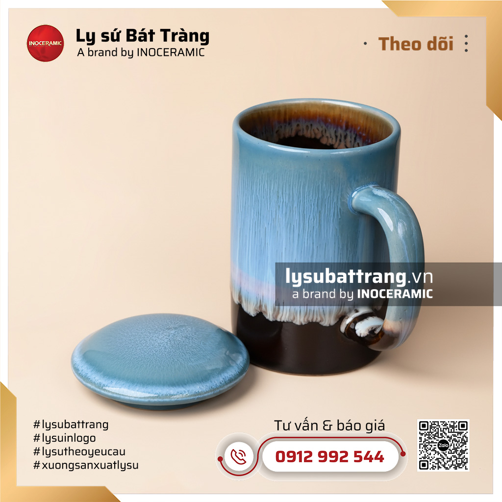 Ca lọc trà sứ Thanh Ngọc – Men hỏa biến – Hình 2