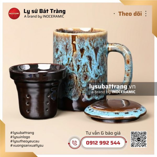 Ca lọc trà Uyên Lam men hỏa biến