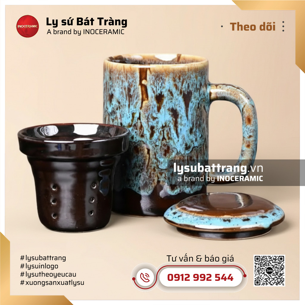 Ca lọc trà Uyên Lam men hỏa biến