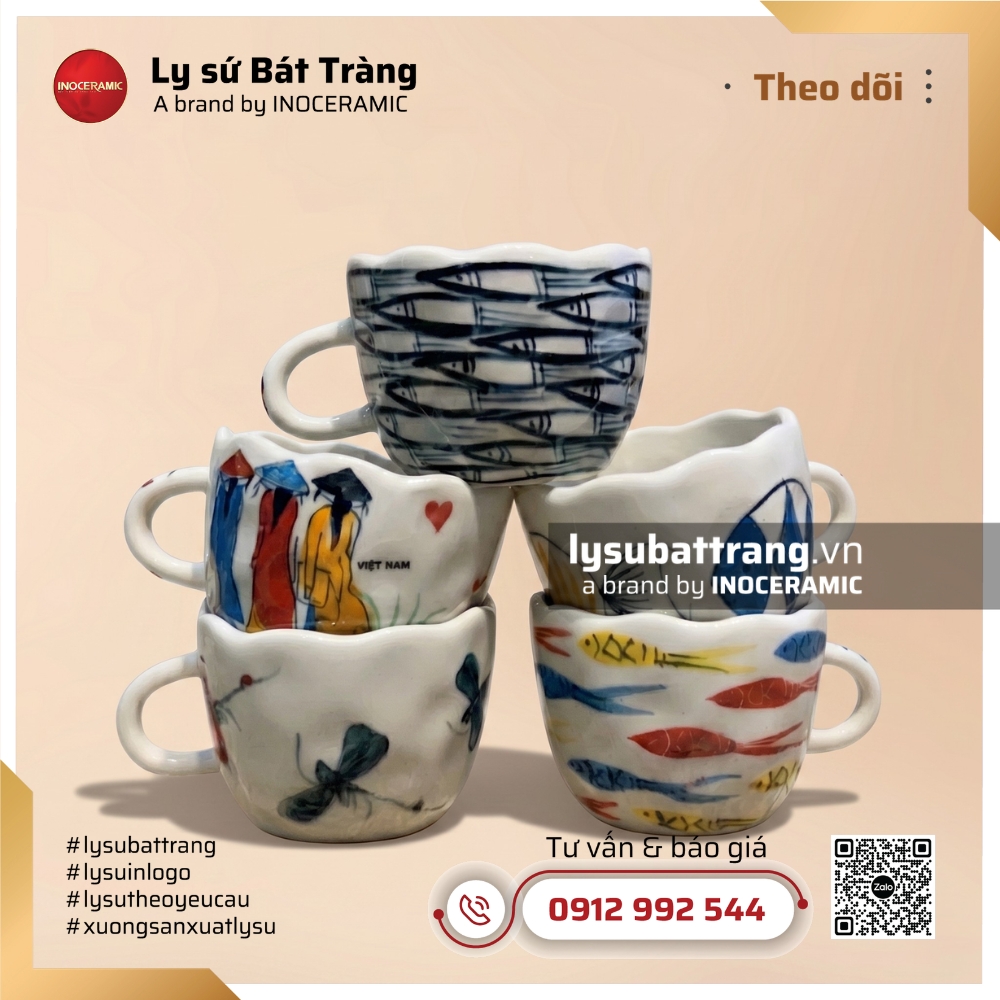 Cốc giỏ mây miệng lượn quai nhỏ – Hoa văn – Hình 2