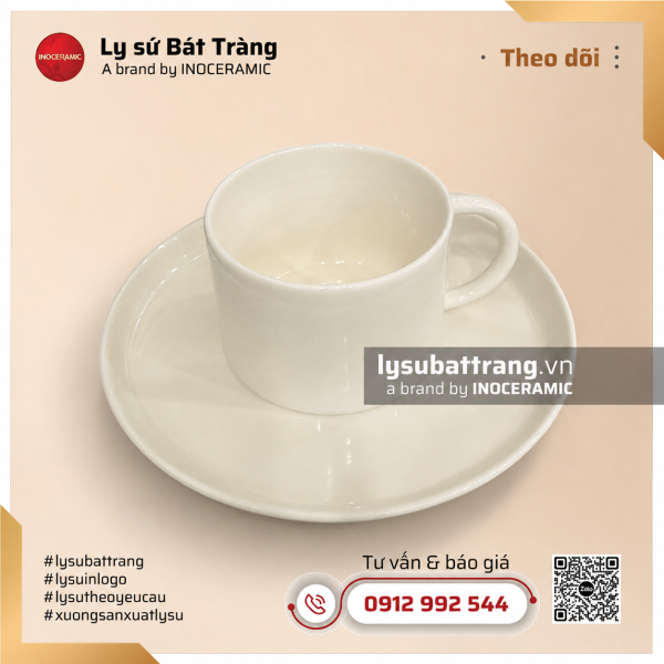 Khay cà phê bánh dĩa tròn và cốc sứ – Hình 2