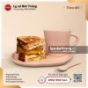 Khay cafe bánh dĩa méo và thìa cốc