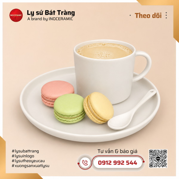 Khay coffe bánh đĩa tròn và cốc sứ lùn – Hình 5