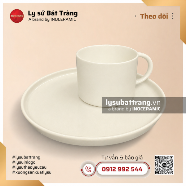 Khay coffe bánh đĩa tròn và cốc sứ lùn – Hình 8