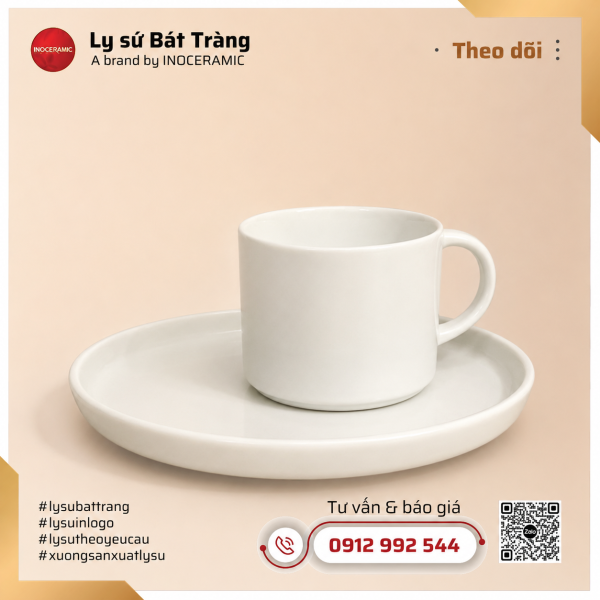 Khay coffe bánh đĩa tròn và cốc sứ lùn – Hình 9