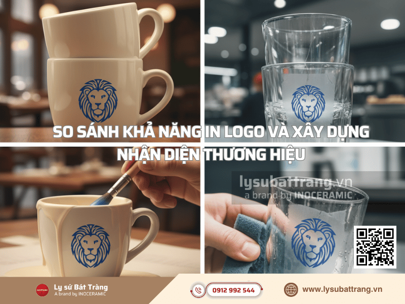Ly sứ in logo và ly thủy tinh in logo cho nhà hàng khách sạn