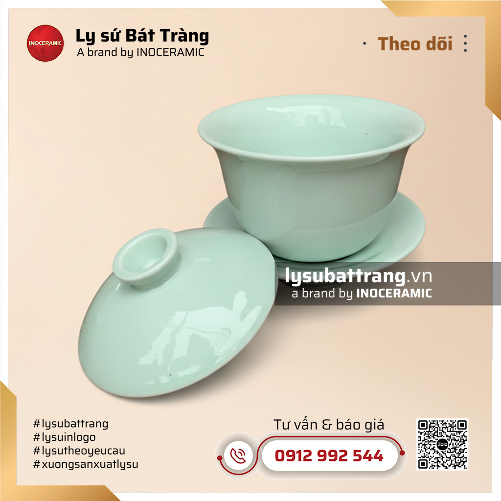 Chén khải trơn men ngọc – Hình 2