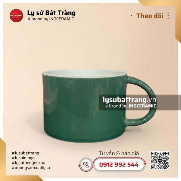Cốc cà phê quai C - Men màu