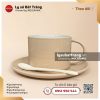 Cốc sứ cà phê quai C - Men màu be