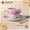 Cốc sứ capuccin đế cao Hồng Ngọc – Men hỏa biến