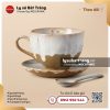 Cốc capuccino đế cao Hồng Vân - Men hỏa biến