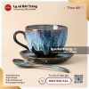 Cốc capuccinno đế cao Lam Hải – Men hỏa biến