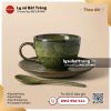 Cốc capuchino đế cao Lục Thanh – Men hỏa biến