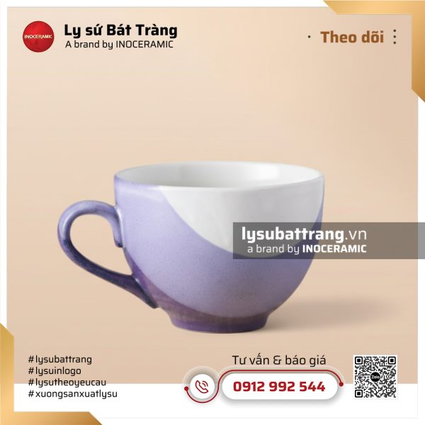 Cốc capuchino đế cao Tử Đan – Men hỏa biến – Hình 3