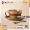 Cốc capucino đế bệt Hỏa Sa - Men hỏa biến