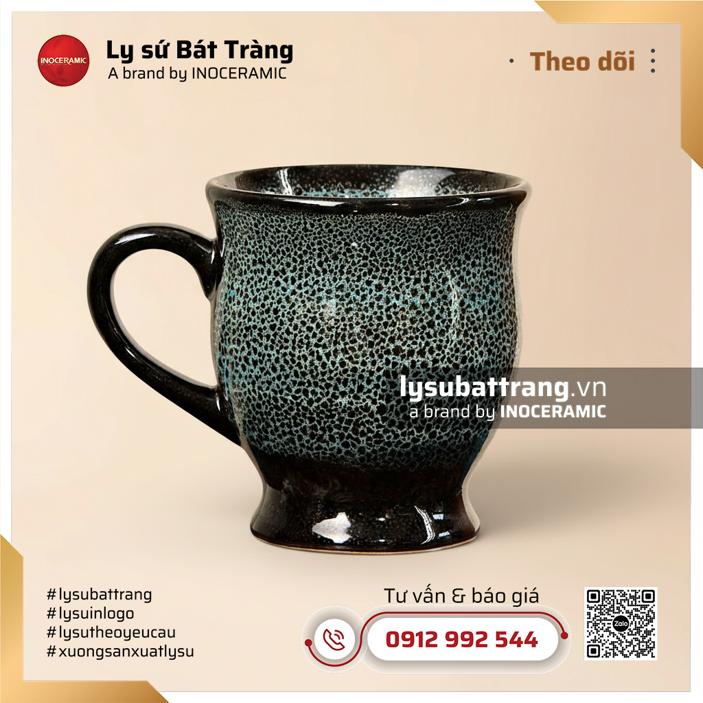 Cốc eo lớn Rêu Thạch - Men hỏa biến