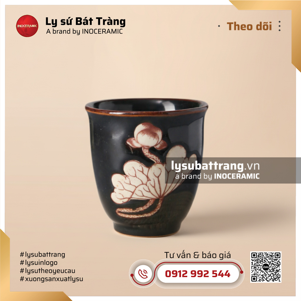 Cốc miệng loe không quai Sen Nâu - Men hỏa biến
